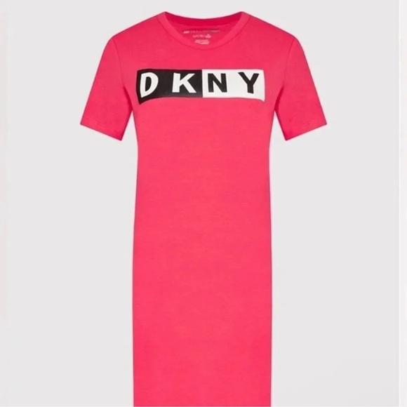 Dkny Women Cotton Logo Pink Dress - Picture 3 of 3